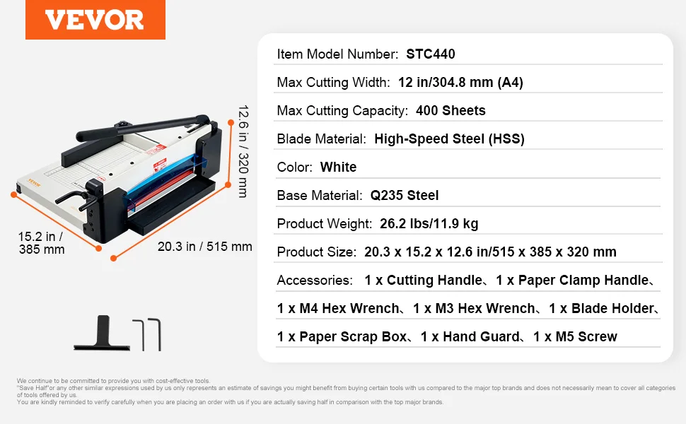 SucceBuy 12"/17'' Industrial Commercial Paper Cutter 400 Sheet Capacity Solid Steel Construction Stack for Office Home School Shop