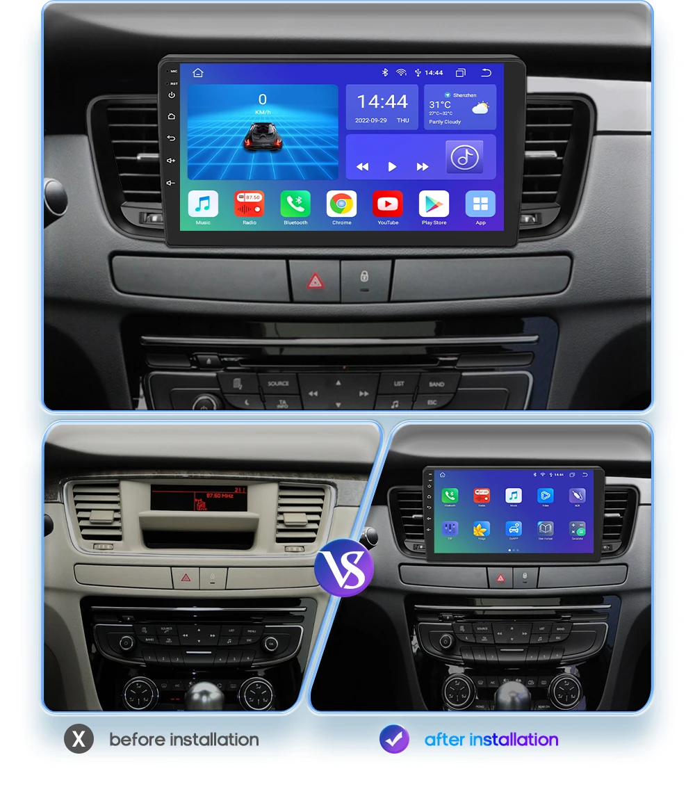 9Inch Carplay Android 12 Autoradio For Peugeot 508 2011-2017 2018 Car radio multimedia player GPS navi Screen Auto Stereo Audio