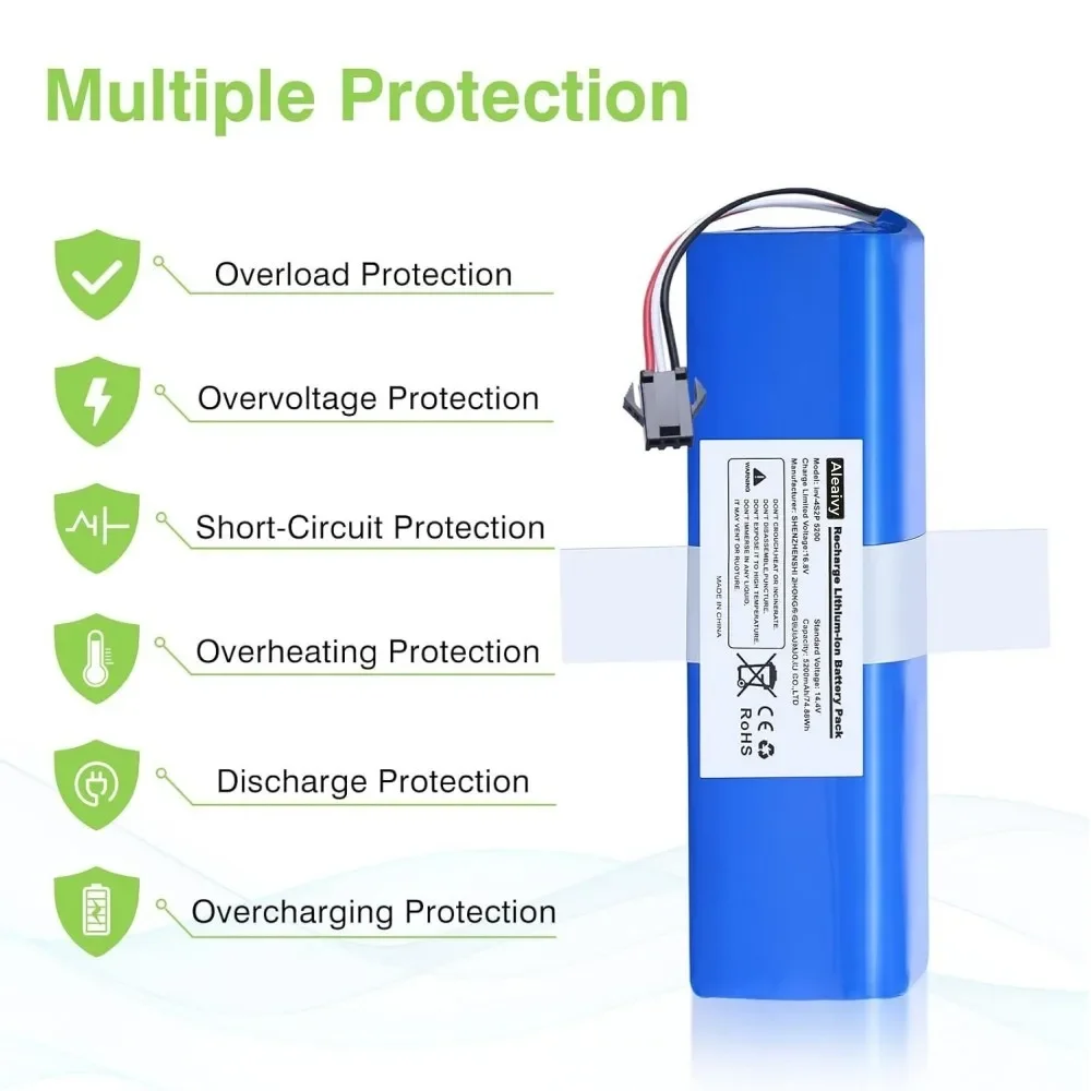 6800mAh Battery For XiaoMi Lydsto R1 Roidmi Eve Plus Viomi S9 Robot Vacuum Cleaner Battery Pack Accessories Parts 14.4V