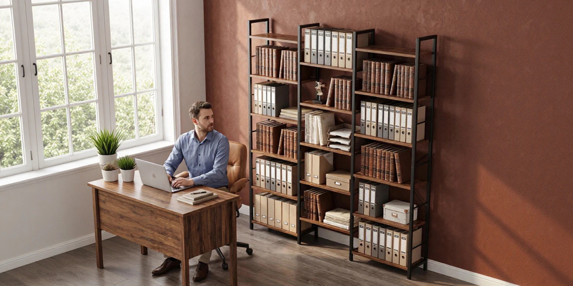 Bookcase, Standing Shelf with 17 Shelves, Adjustable Spacing, Book Shelf with Metal Frame, for Living Room, Bedroom