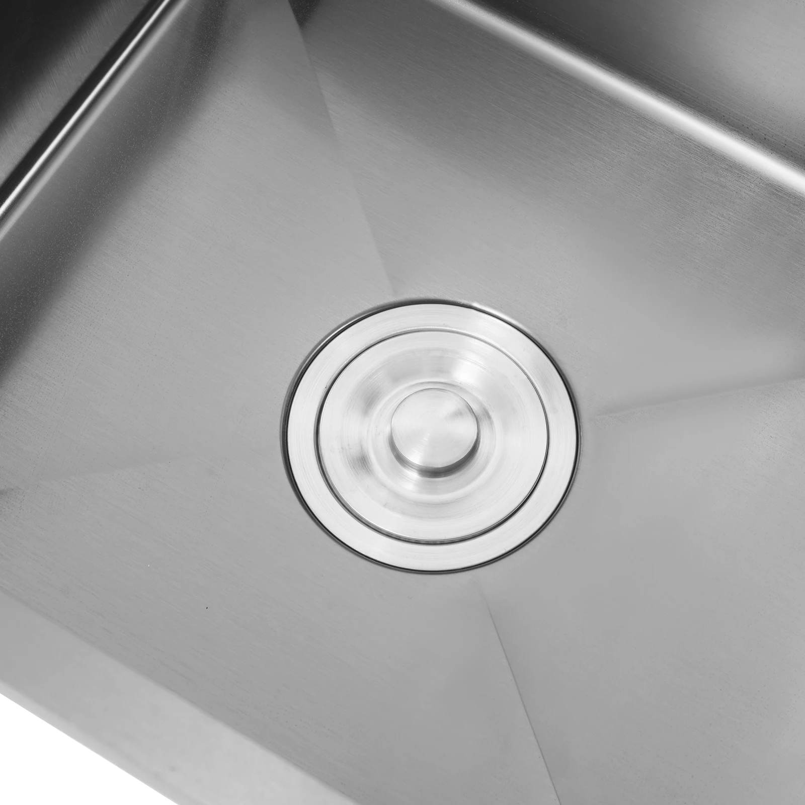 Stainless Steel 450*450mm Kitchen Sink Single Bowl 2-Hole Sink Kitchen Sink Set with Drain Basket Pull-out Faucet