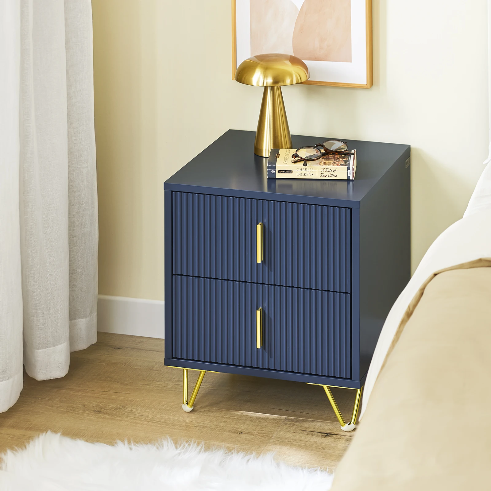 SoBuy FBT115 side table with 2 drawers for a box spring bed, sofa table, bedside table, phone table, nightstand