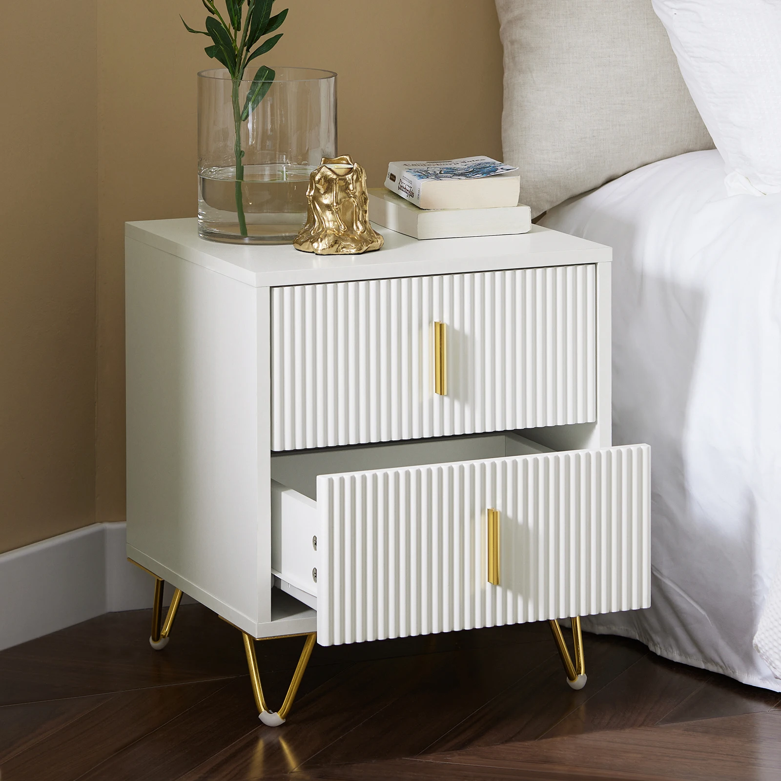 SoBuy FBT115 side table with 2 drawers for a box spring bed, sofa table, bedside table, phone table, nightstand