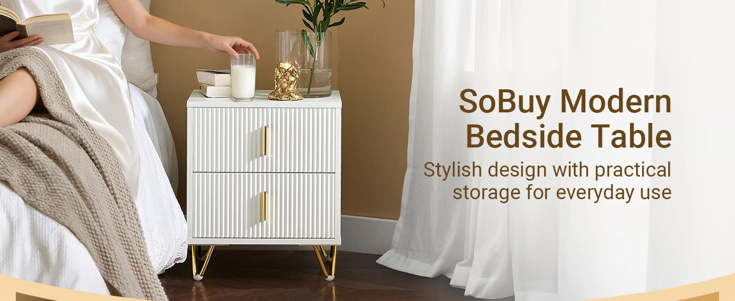 SoBuy FBT115 side table with 2 drawers for a box spring bed, sofa table, bedside table, phone table, nightstand