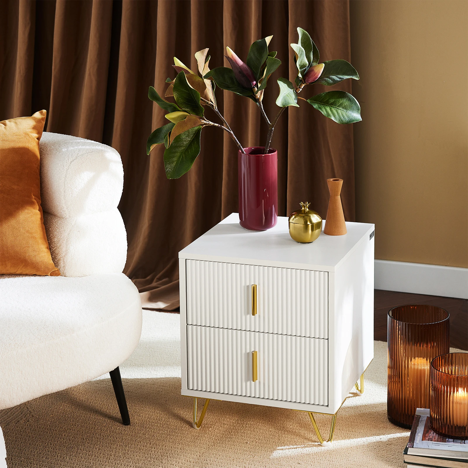 SoBuy FBT115 side table with 2 drawers for a box spring bed, sofa table, bedside table, phone table, nightstand