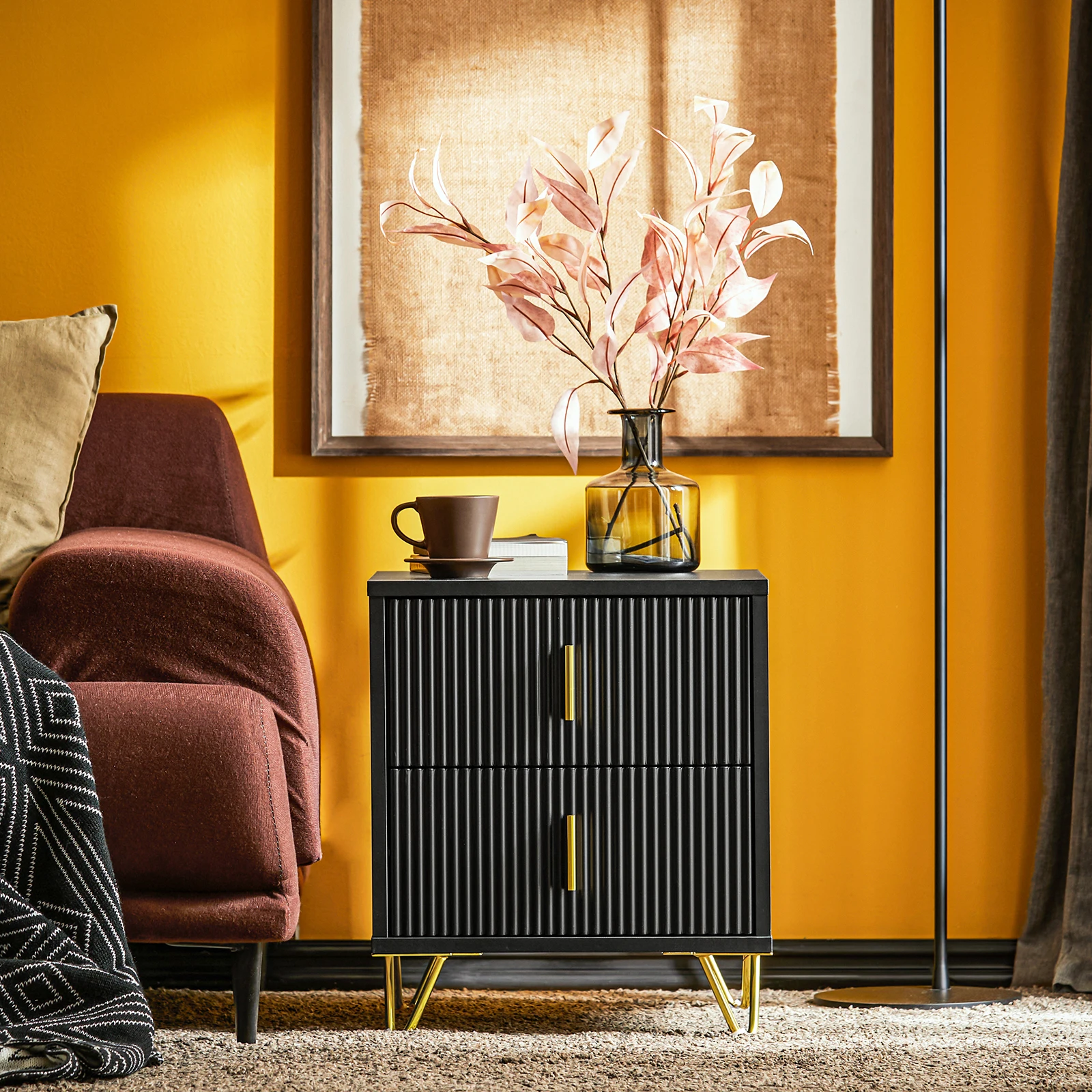 SoBuy FBT115 side table with 2 drawers for a box spring bed, sofa table, bedside table, phone table, nightstand