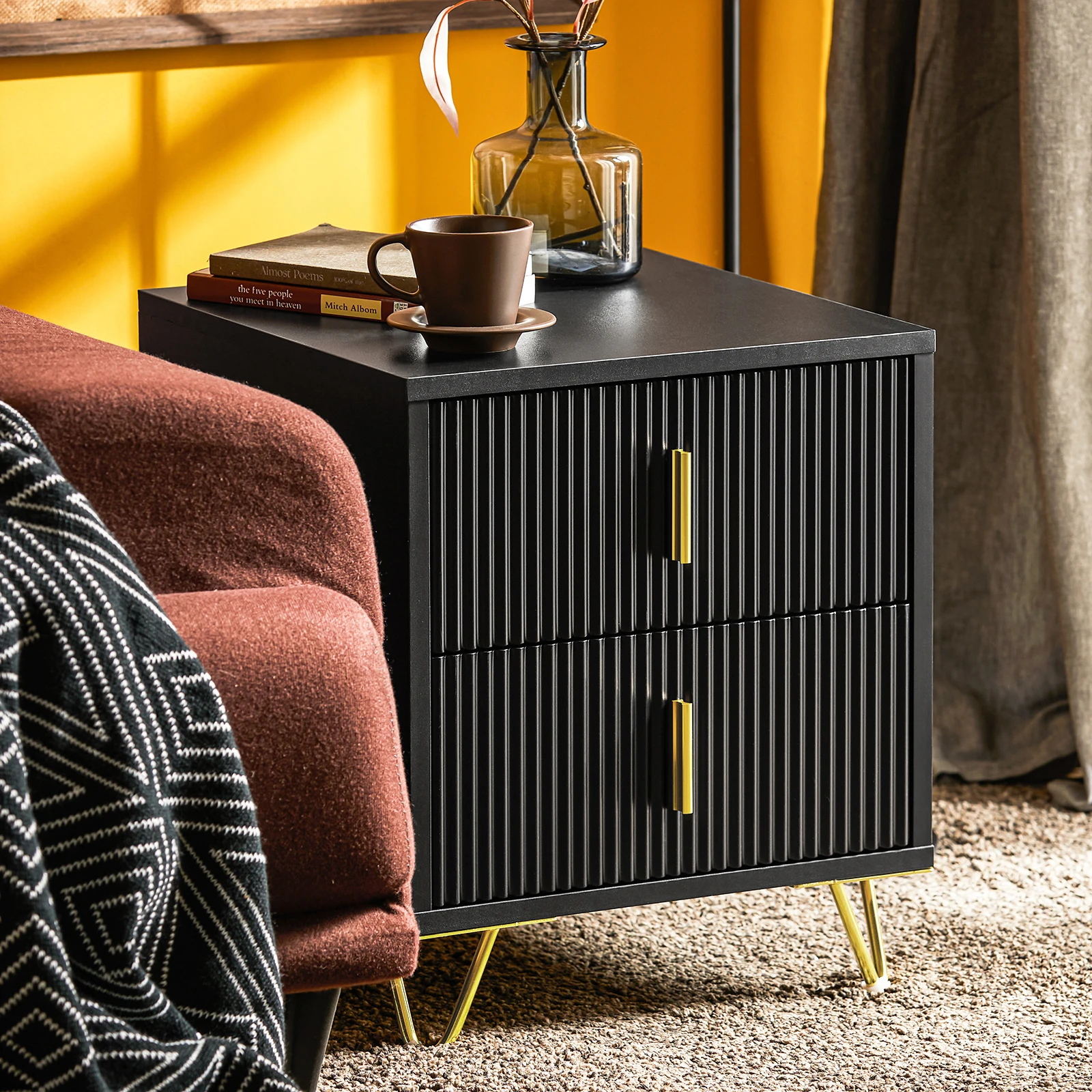 SoBuy FBT115 side table with 2 drawers for a box spring bed, sofa table, bedside table, phone table, nightstand