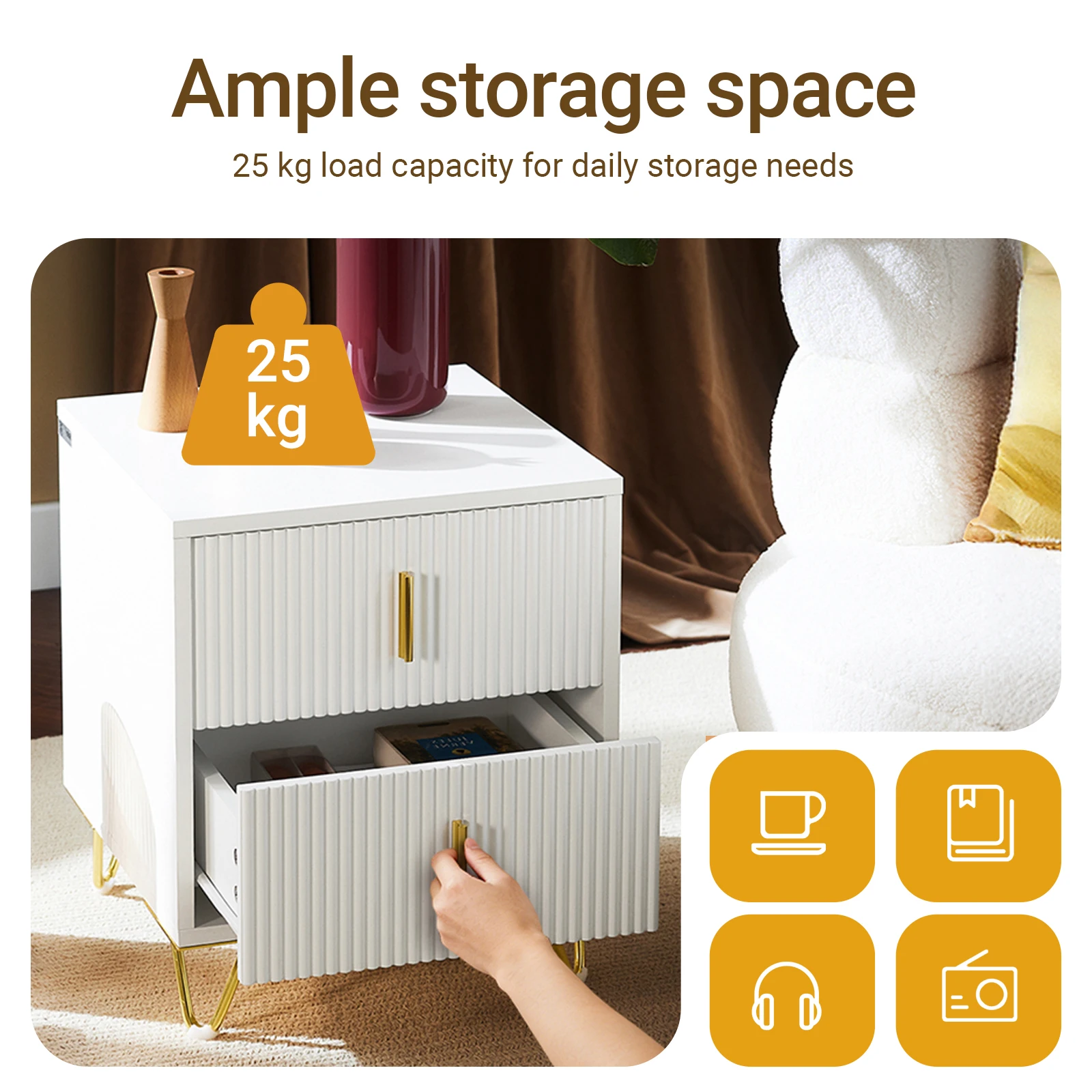 SoBuy FBT115 side table with 2 drawers for a box spring bed, sofa table, bedside table, phone table, nightstand