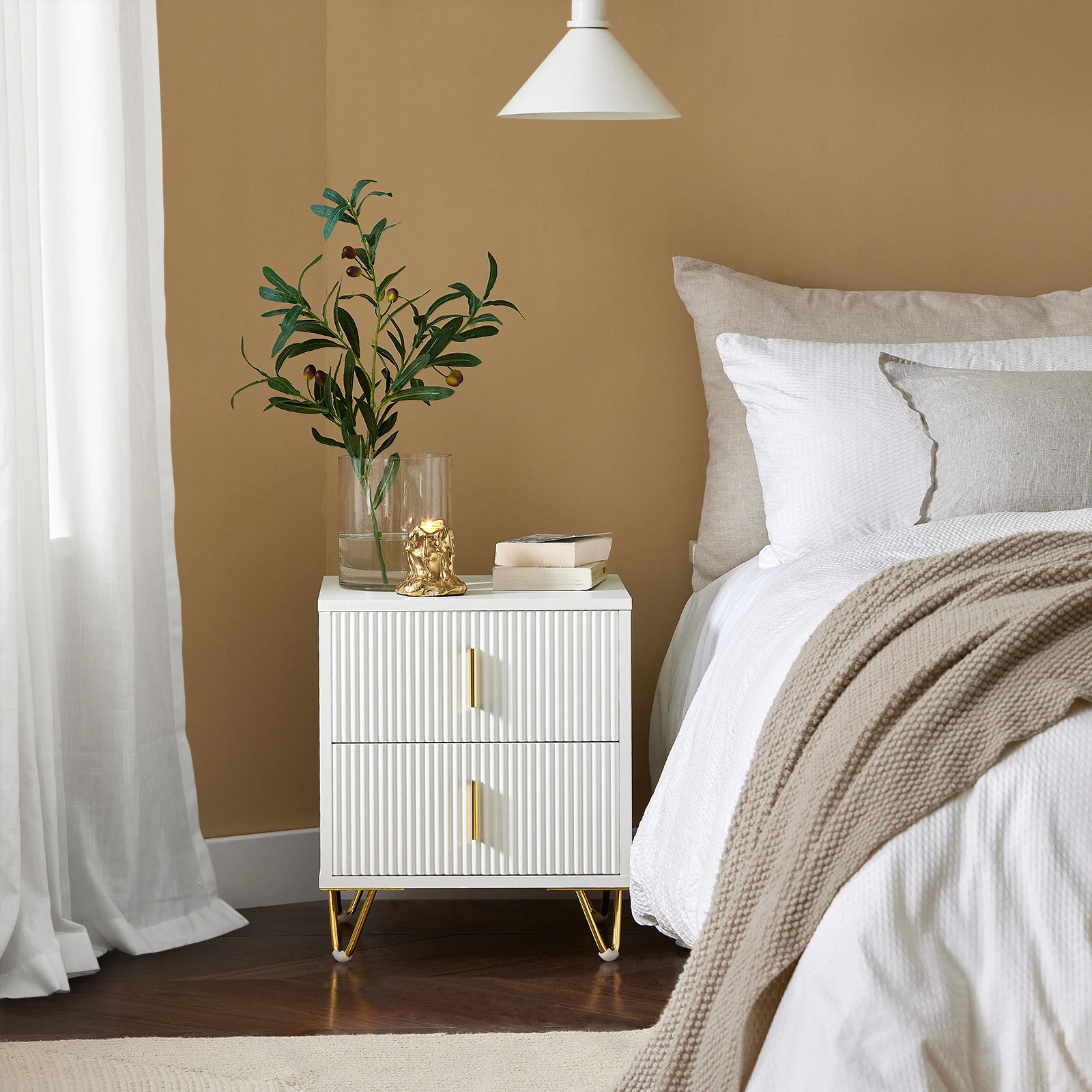 SoBuy FBT115 side table with 2 drawers for a box spring bed, sofa table, bedside table, phone table, nightstand