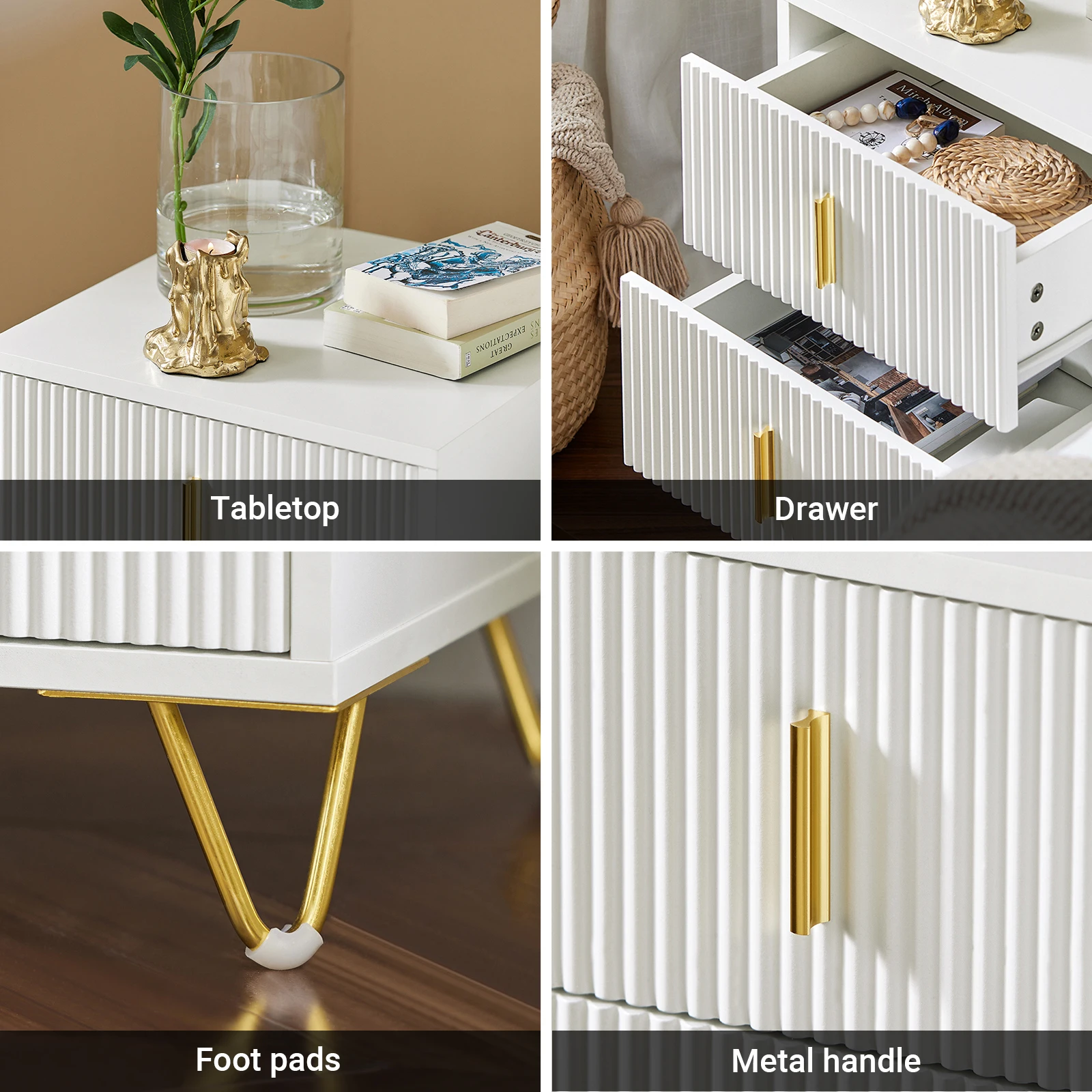 SoBuy FBT115 side table with 2 drawers for a box spring bed, sofa table, bedside table, phone table, nightstand