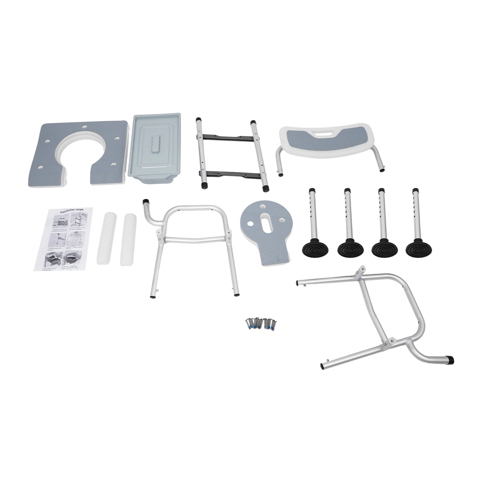 Height Adjustable Shower Chair for Seniors Bedside Commode Chair with Armrests and Backrest Commode&Shower Chairs Commode Chair