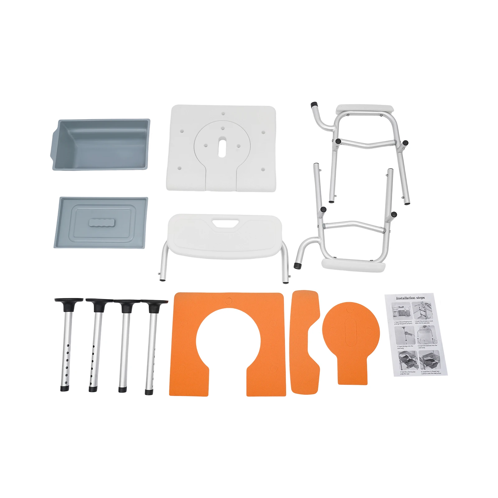 Height Adjustable Shower Chair for Seniors Bedside Commode Chair with Armrests and Backrest Commode&Shower Chairs Commode Chair