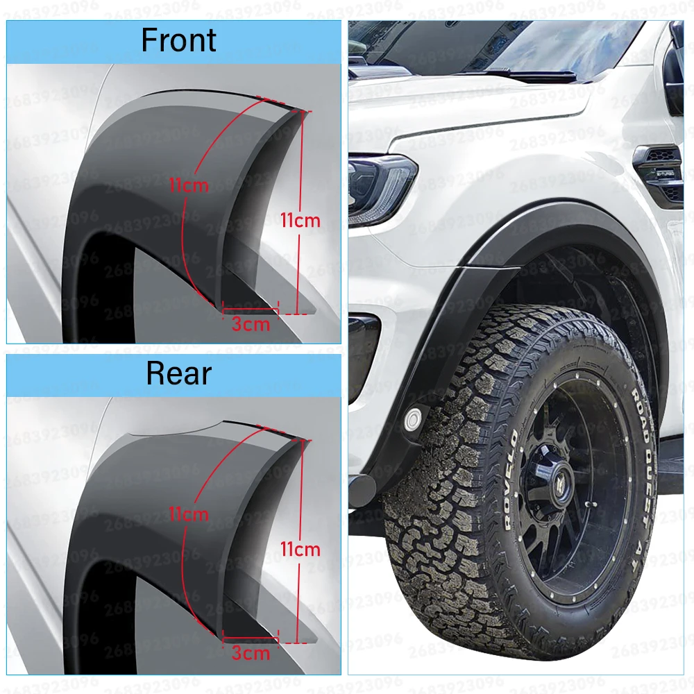 30mm Fender Flares Wheel Arch For Ford Ranger Wildtrak T7 T8 MK2 MK3 2015 2016 2017 2018 2019 2020 2021 2022 Double Cab OFF-Road Car Accessories