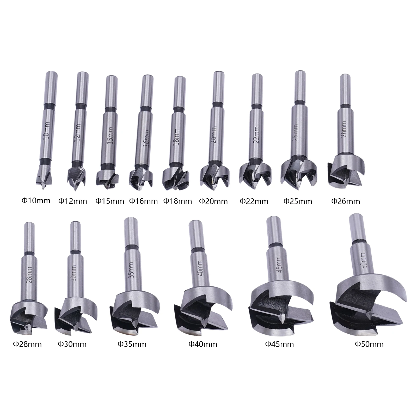 15pcs Drill Bit Sets 10mm - 50mm Hole Saw Cutter Set with Depth Stopper Hinge Boring Hole Saw for Woodworking Furniture