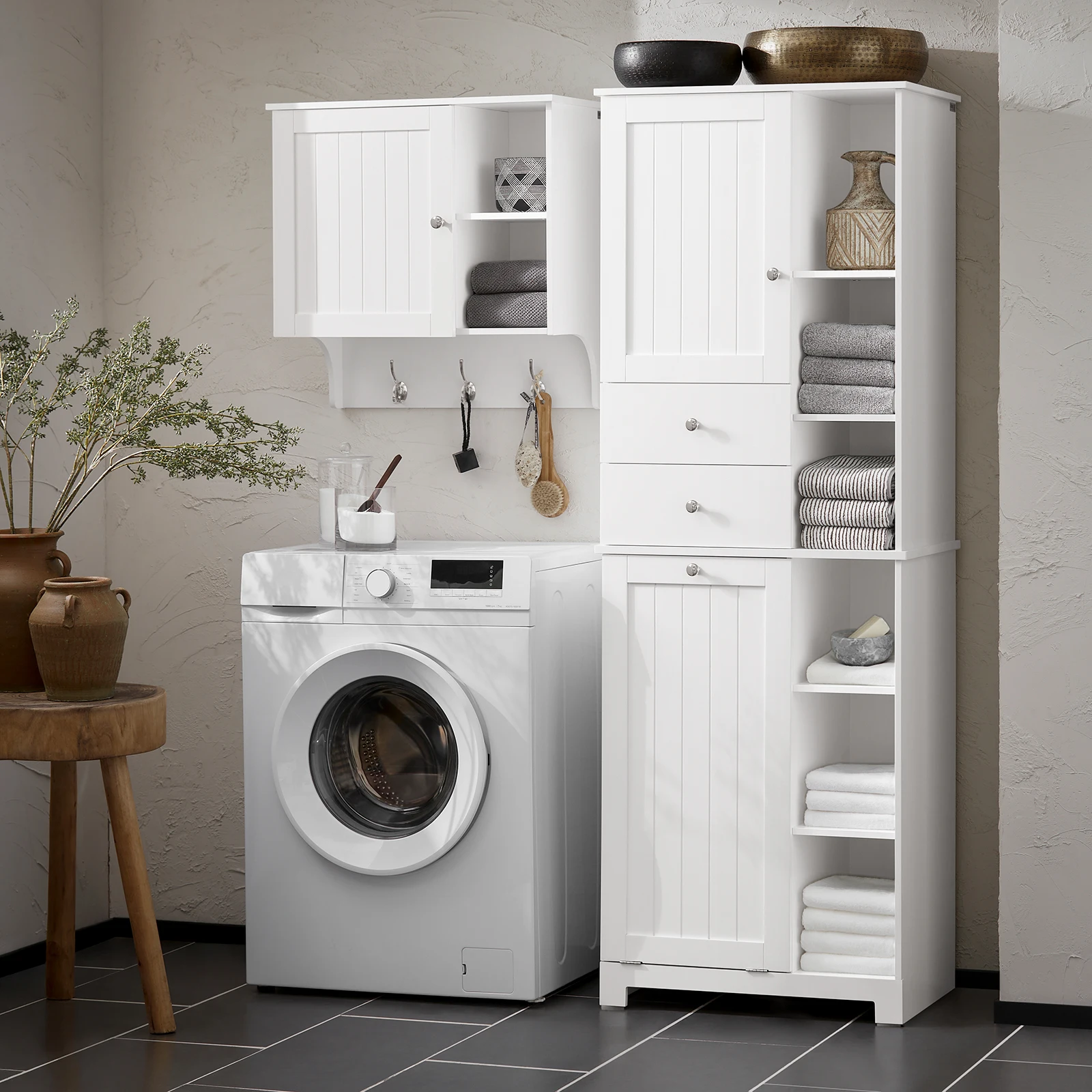 SoBuy BZR104 high wardrobe with fold-out bathroom wardrobe narrow laundry wardrobe bathroom shelf bathroom wardrobe