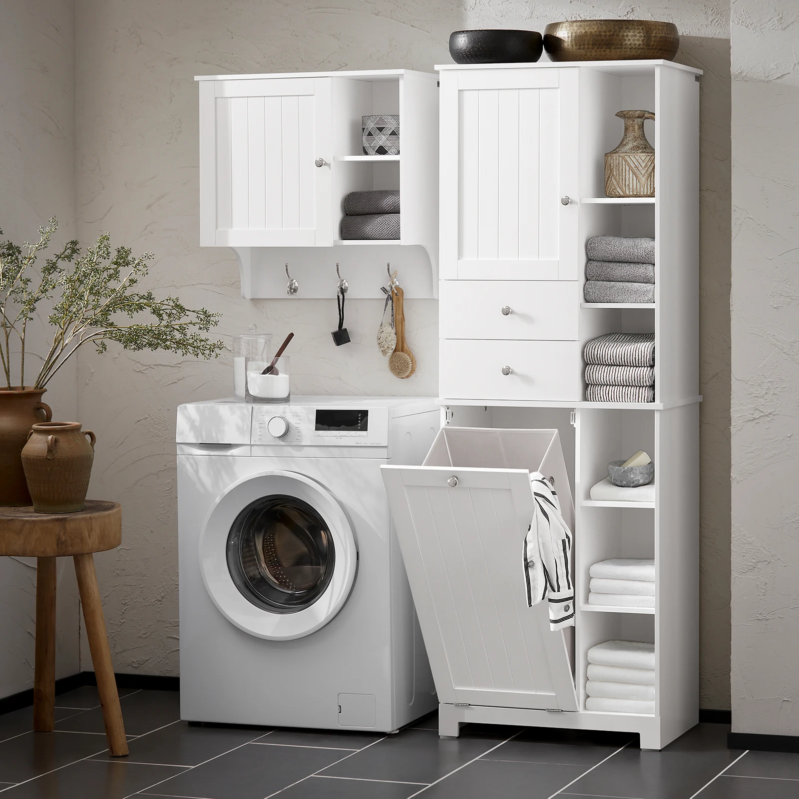 SoBuy BZR104 high wardrobe with fold-out bathroom wardrobe narrow laundry wardrobe bathroom shelf bathroom wardrobe