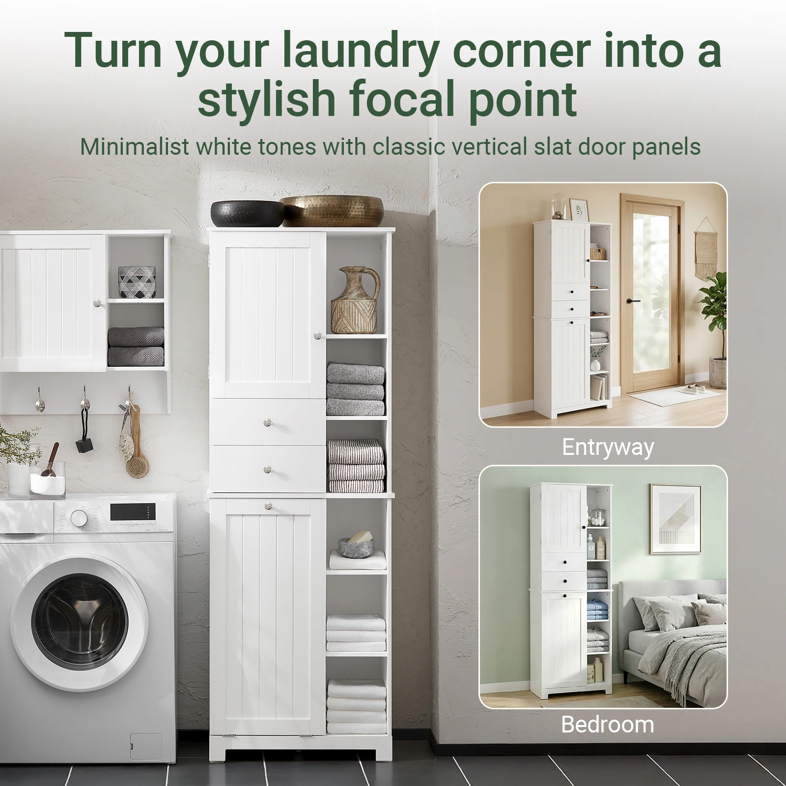 SoBuy BZR104 high wardrobe with fold-out bathroom wardrobe narrow laundry wardrobe bathroom shelf bathroom wardrobe