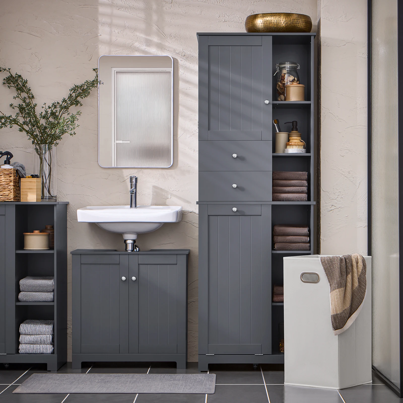 SoBuy BZR104 high wardrobe with fold-out bathroom wardrobe narrow laundry wardrobe bathroom shelf bathroom wardrobe