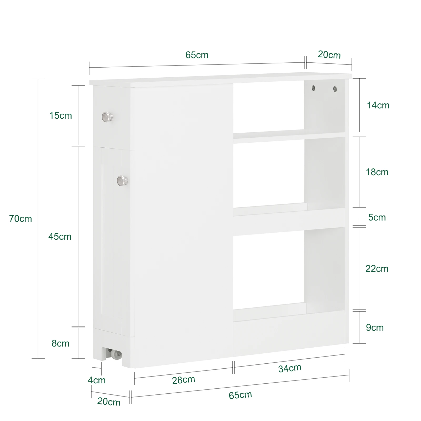 SoBuy FBT106-W printer table with drawer and door files wardrobe roll container with compartments office cart side trolley office container