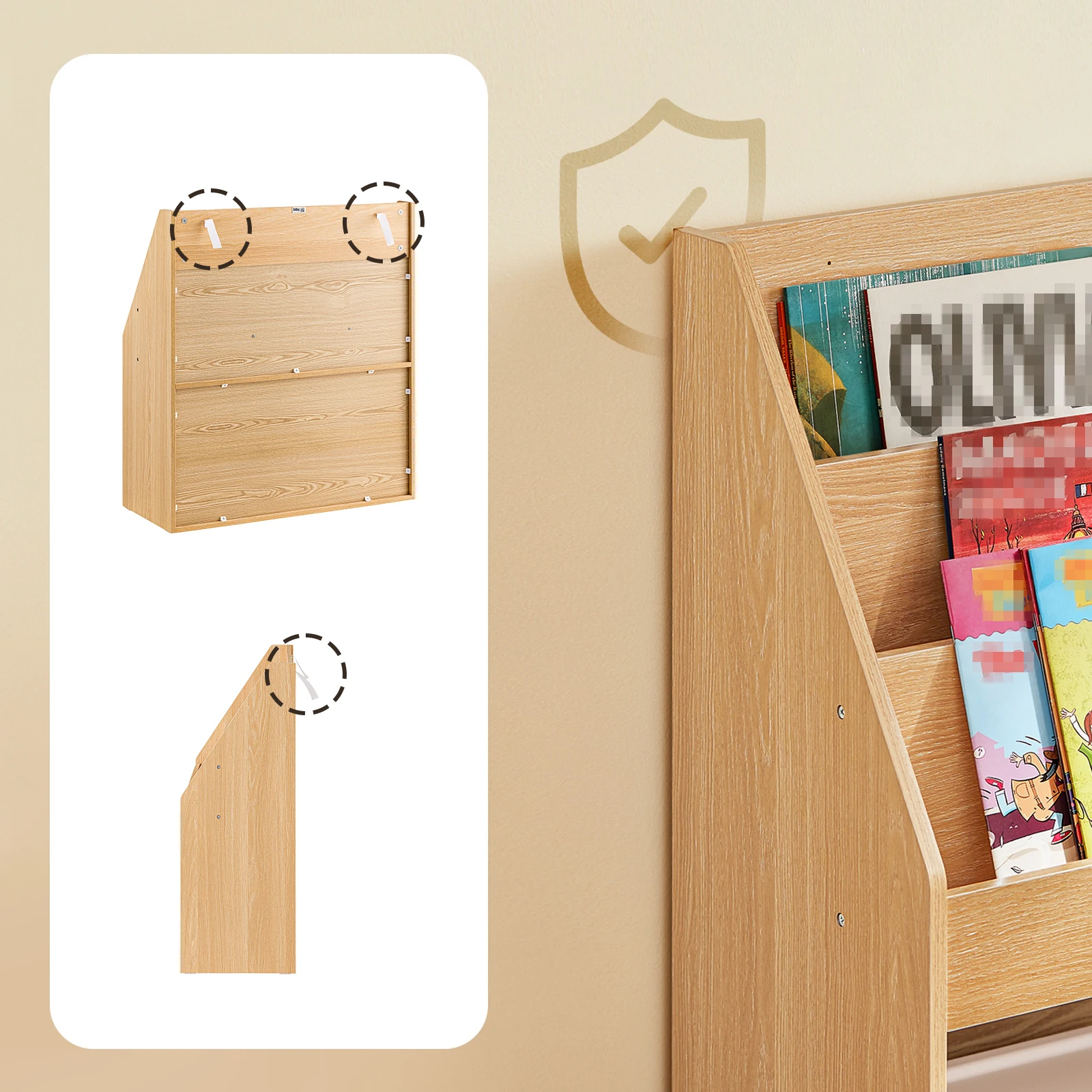 SoBuy KMB01 children's shelf with 3 storage compartments and 2 open compartments newspaper stand storage shelf White