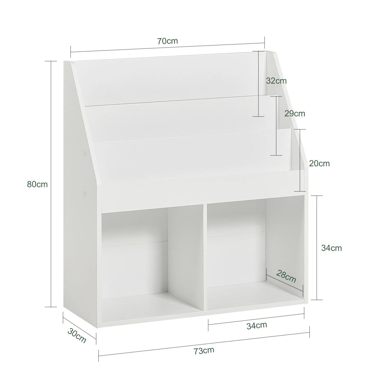 SoBuy KMB01 children's shelf with 3 storage compartments and 2 open compartments newspaper stand storage shelf White