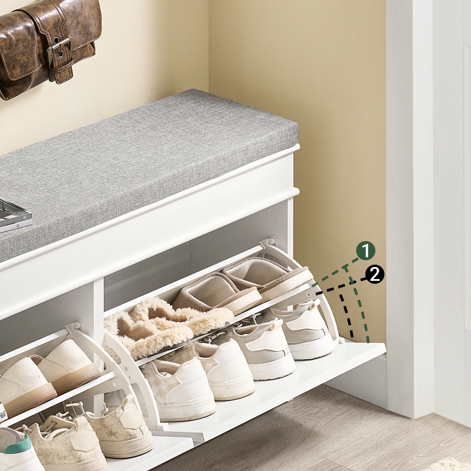 SoBuy FSR64 Shoe dump truck seat chest of drawers bench with seat cushion shoe bench with 2 flaps BHT approx.: 104x52x24cm