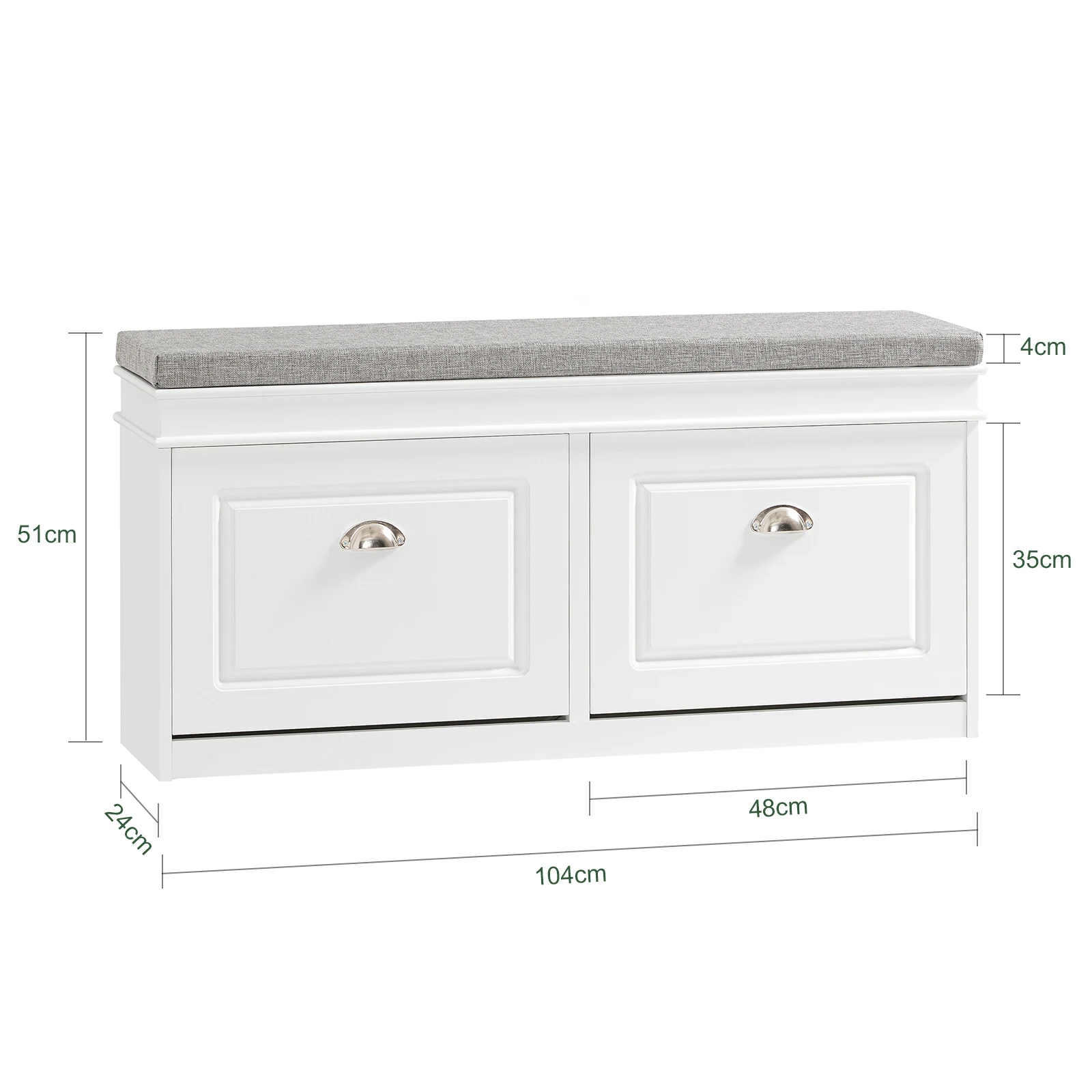 SoBuy FSR64 Shoe dump truck seat chest of drawers bench with seat cushion shoe bench with 2 flaps BHT approx.: 104x52x24cm