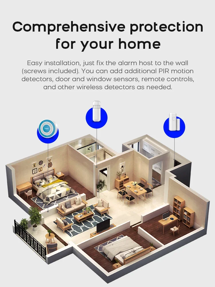 WiFi Door Window Sensor for Tuya Smart Home Alarm System, Smart Life App Alert, Compatible Garage Office