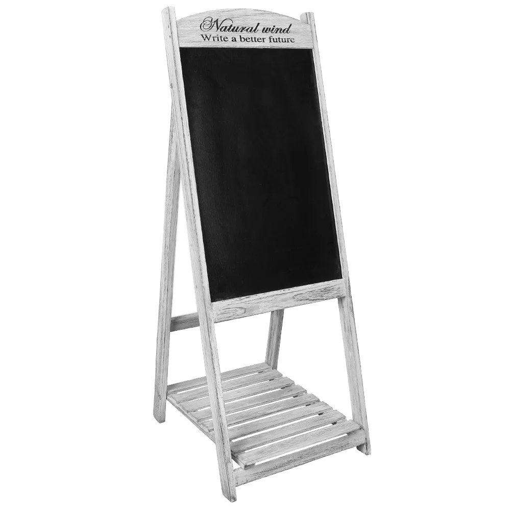 Easel Chalkboard Sign Vintage Shop Chalkboard Pavement Sign Freestanding Chalkboard Message Board with Display Shelf