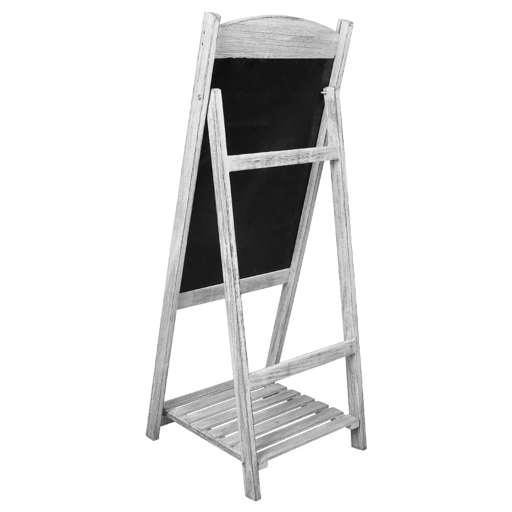 Easel Chalkboard Sign Vintage Shop Chalkboard Pavement Sign Freestanding Chalkboard Message Board with Display Shelf