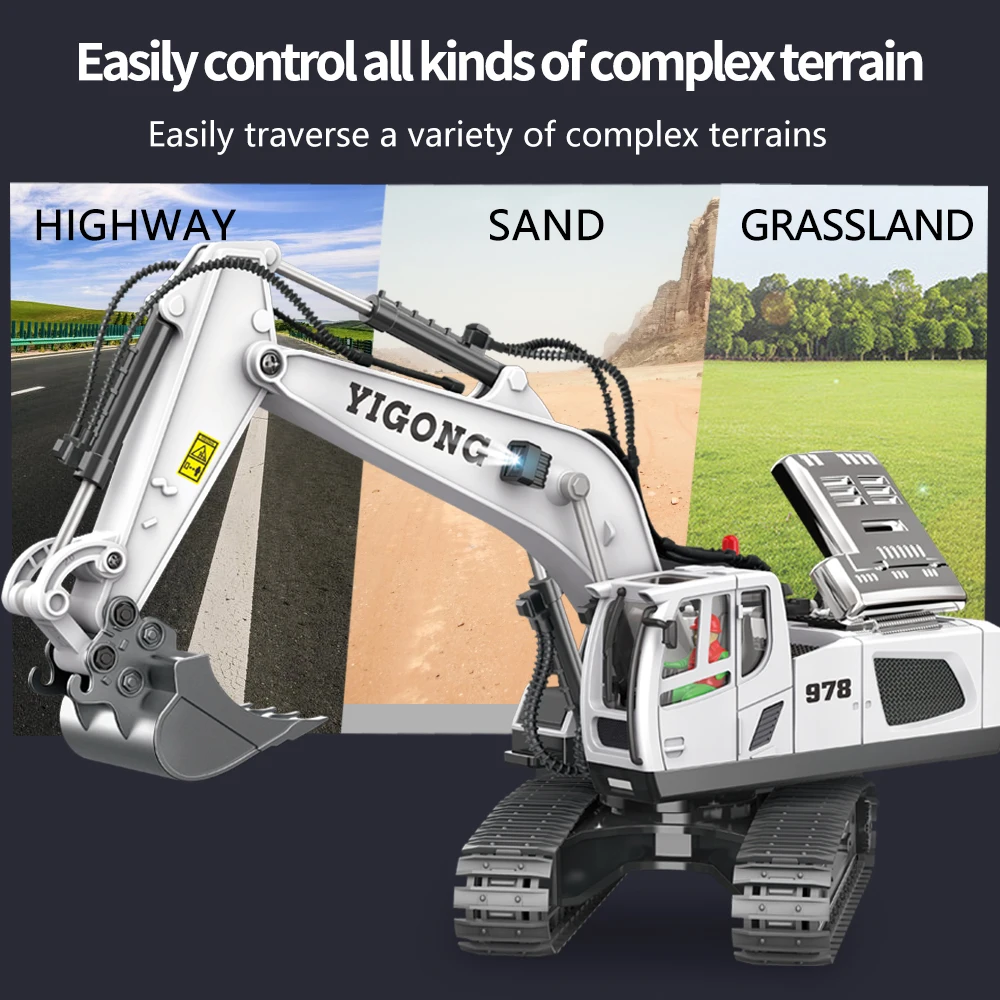 Teeggi 1:20 RC Excavator Car Children Toys 2.4G Remote Control Dump Truck Car Bulldozer Toy Radio Electric Car For Children Gift