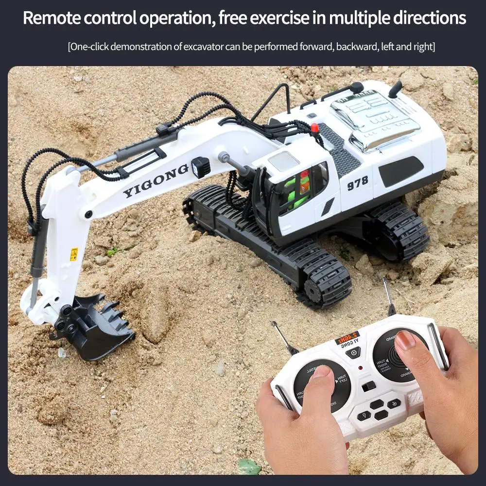 Teeggi 1:20 RC Excavator Car Children Toys 2.4G Remote Control Dump Truck Car Bulldozer Toy Radio Electric Car For Children Gift