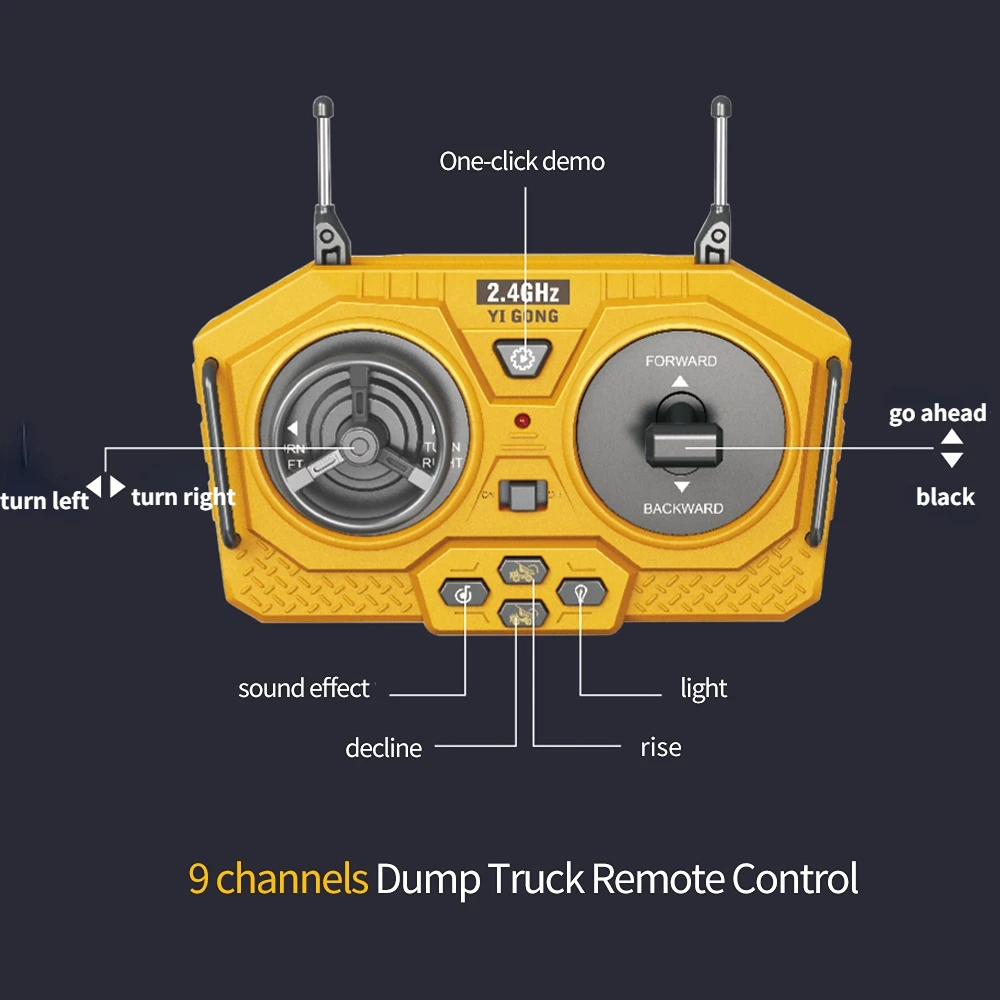 Teeggi 1:20 RC Excavator Car Children Toys 2.4G Remote Control Dump Truck Car Bulldozer Toy Radio Electric Car For Children Gift