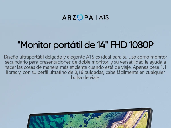 ARZOPA 14.0 inch 1080P FHD Portable Monitor IPS Screen with USB C HDMI External Second Display for Mac,Laptop,PC,Switch,PS,Xbox