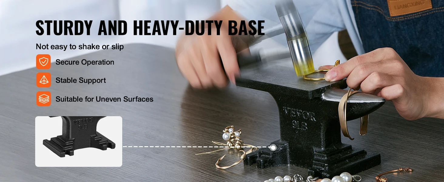 SucceBuy Single Horn Anvil Cast Steel Anvil High Hardness Rugged Round Horn Anvil Blacksmith Compact Design and Stable Base