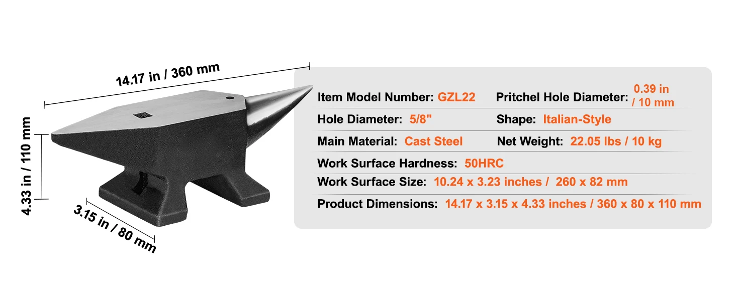 SucceBuy Single Horn Anvil Cast Steel Anvil High Hardness Rugged Round Horn Anvil Blacksmith Compact Design and Stable Base