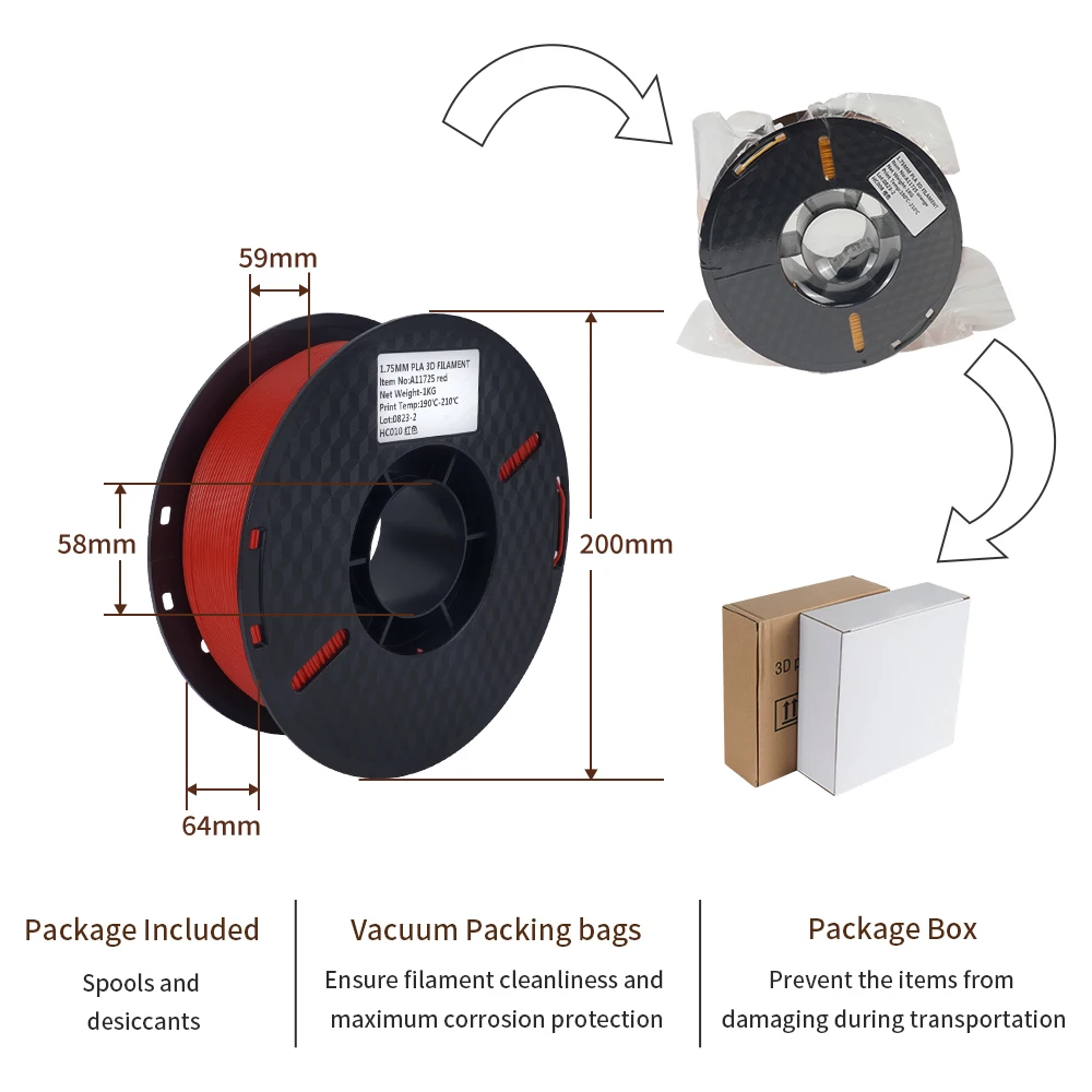 22LBS PLA PETG Filament 1.75mm Dimensional Accuracy+/-0.03mm Black White Grey Multicolor 3D Printer Materials for FDM 3D Printer