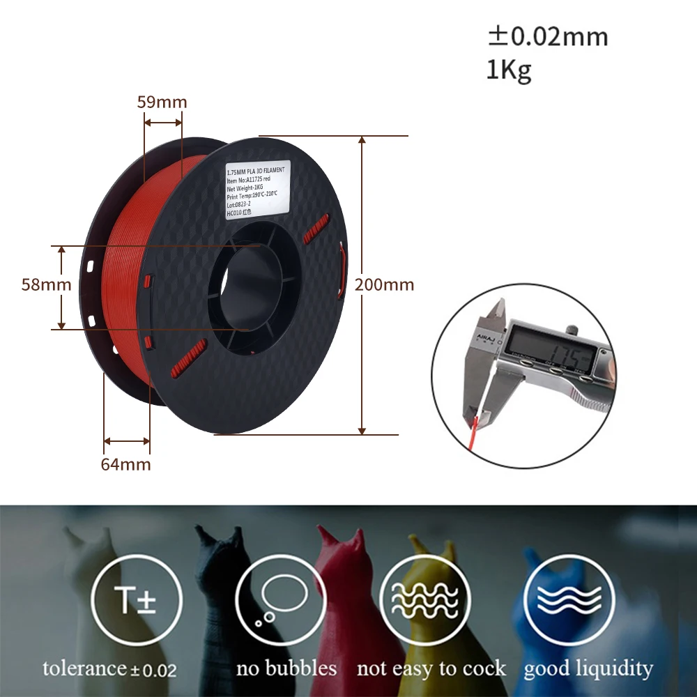 22LBS PLA PETG Filament 1.75mm Dimensional Accuracy+/-0.03mm Black White Grey Multicolor 3D Printer Materials for FDM 3D Printer