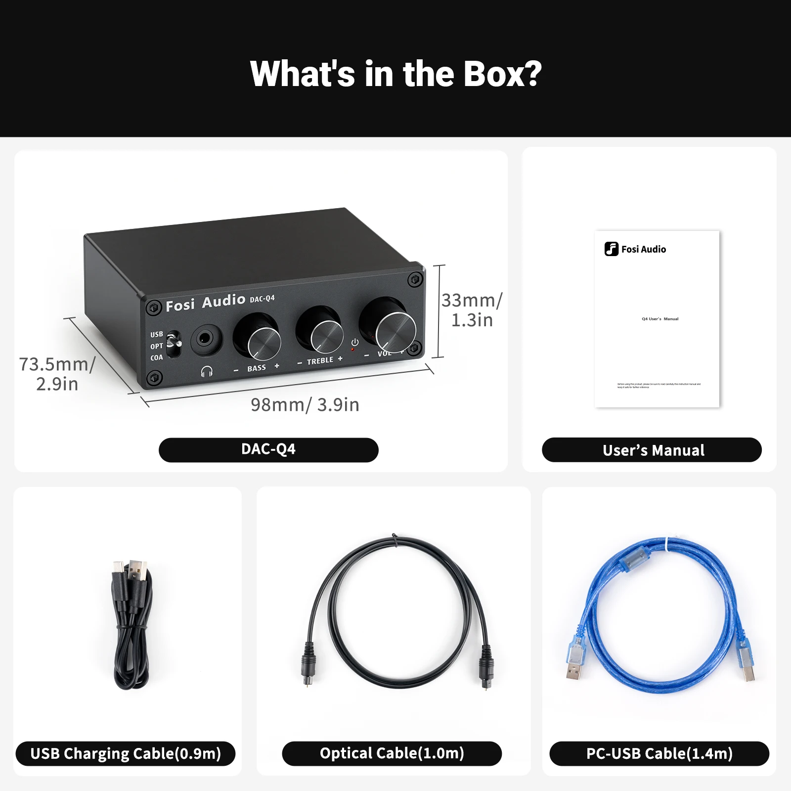 Fosi Audio Q4 Mini Stereo USB Gaming DAC & Headphone Amplifier Audio Converter Adapter for Home/Desktop Powered/Active Speakers