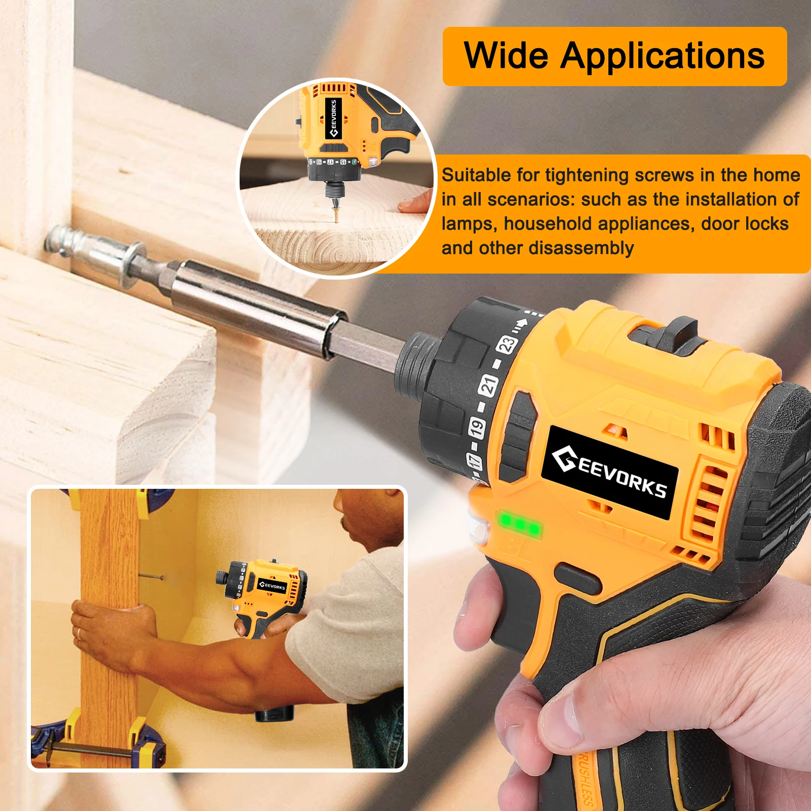 16.8V Electric Screwdriver Brushless Motor 1500rpm 55Nm Torque Electric Drill Rechargeable Screwdriver DIY Repairing Power Tool