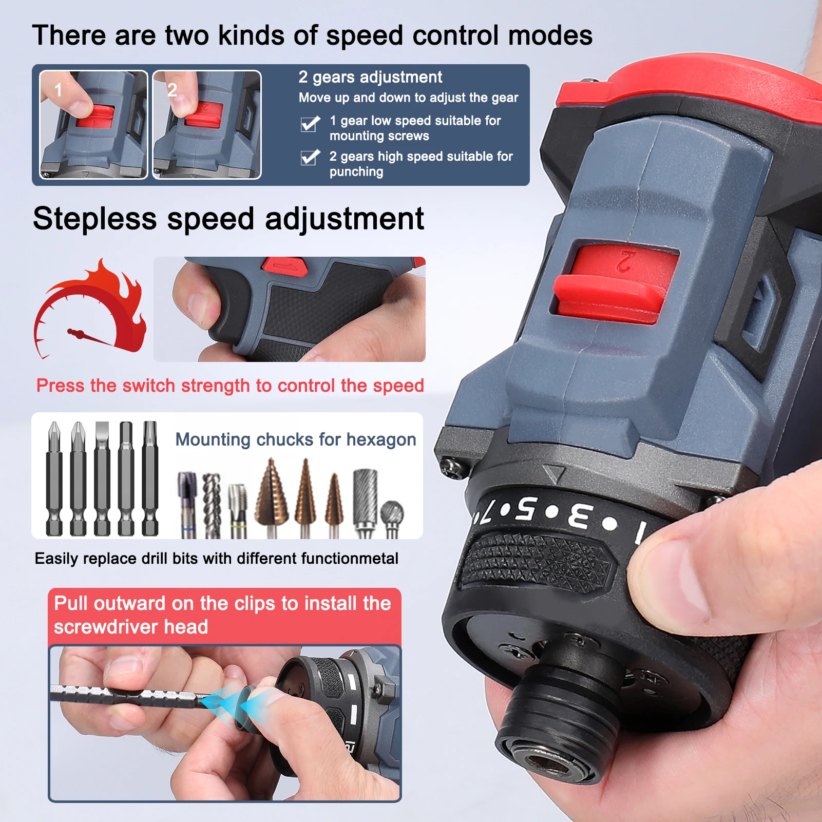 16.8V Electric Screwdriver Brushless Motor 1500rpm 55Nm Torque Electric Drill Rechargeable Screwdriver DIY Repairing Power Tool