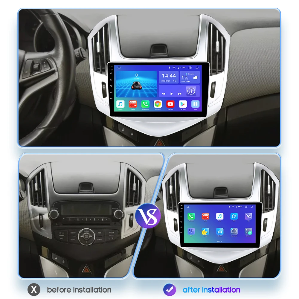 2Din Carplay Android Auto Radio For Chevrolet Cruze J300 J308 2012-2015 Car Multimedia GPS 4G autoradio RDS 4G-LET SWC NO DVD