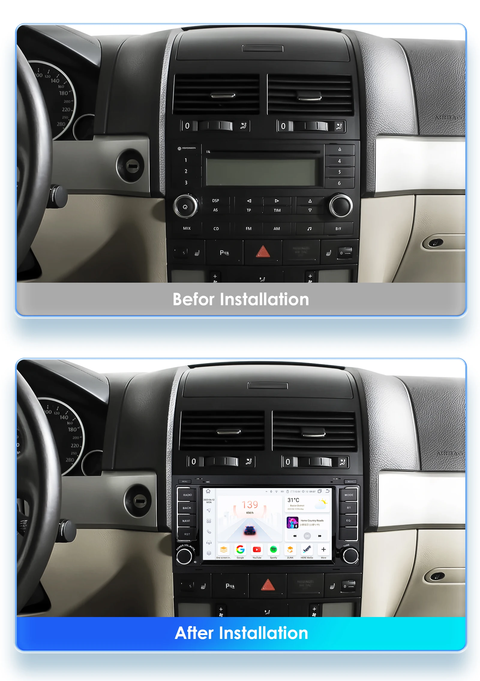 7"Android Auto Car radio for Volkswagen VW Touareg 2004-2011 Transporter Multimedia player 4G Carplay 2din 7862 Autoradio Screen