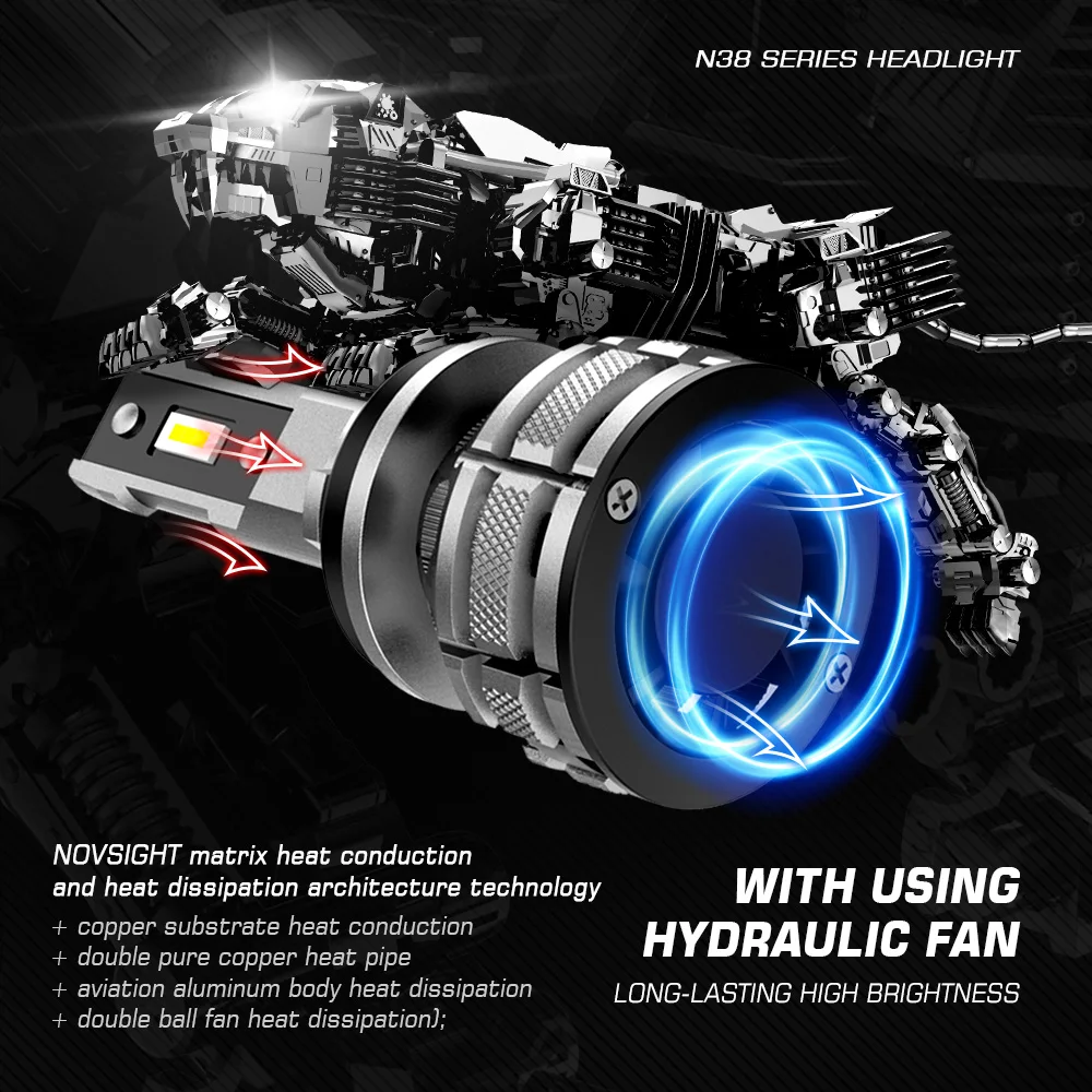 NOVSIGHT H11 Led 80W 15000LM H4 H7 H1 H3 H13 9003 9005 9006 9007 9012 Decoder Mini Size Car Headlight Bulbs 6500K Auto Led Bulb