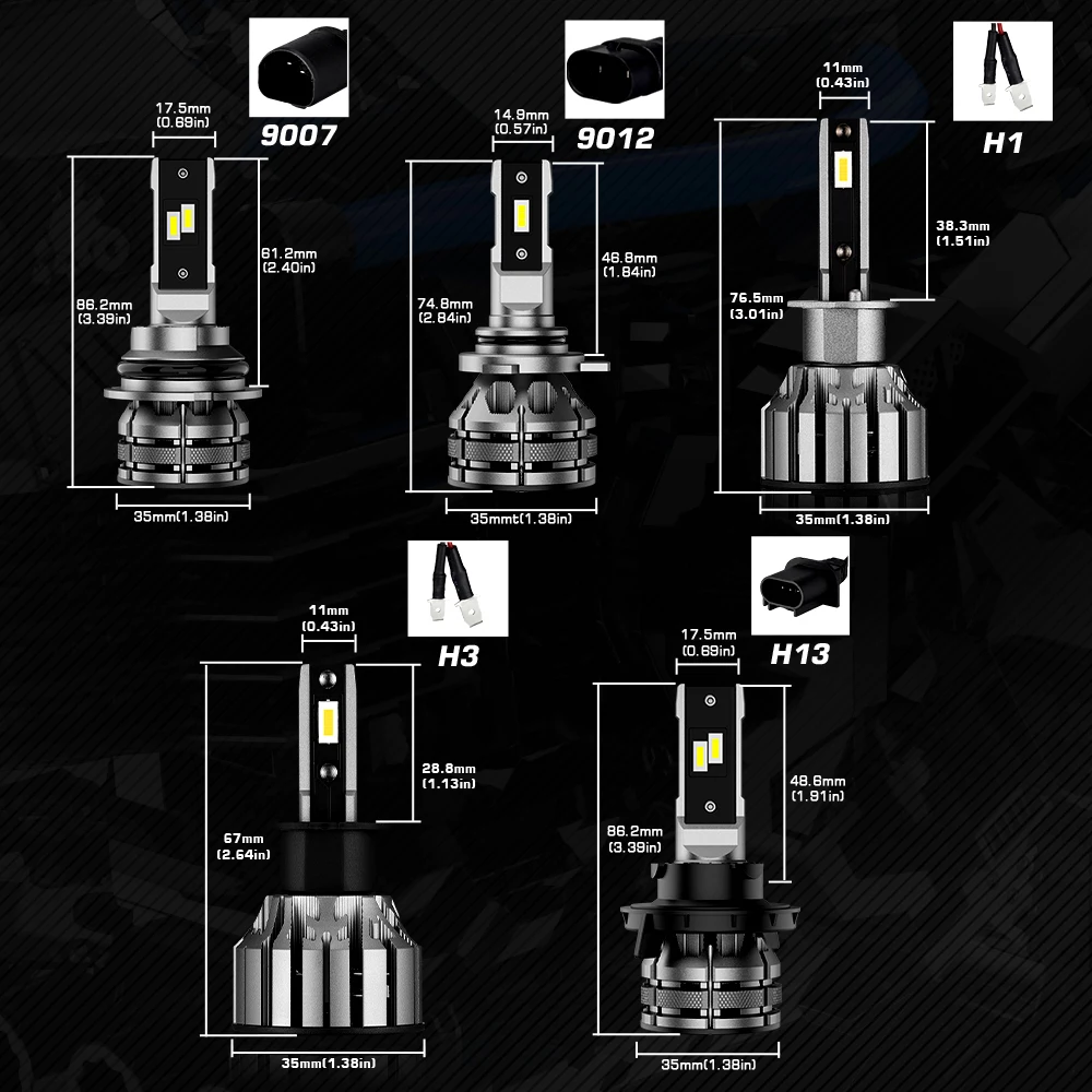 NOVSIGHT H11 Led 80W 15000LM H4 H7 H1 H3 H13 9003 9005 9006 9007 9012 Decoder Mini Size Car Headlight Bulbs 6500K Auto Led Bulb