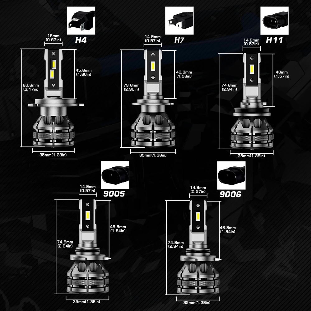 NOVSIGHT H11 Led 80W 15000LM H4 H7 H1 H3 H13 9003 9005 9006 9007 9012 Decoder Mini Size Car Headlight Bulbs 6500K Auto Led Bulb