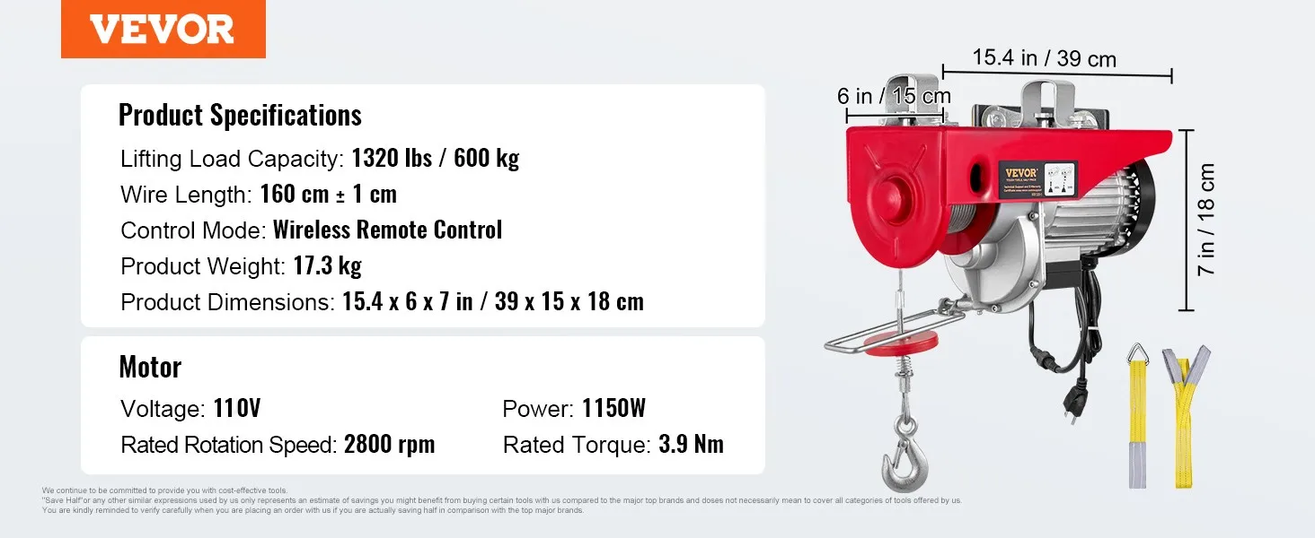 SucceBuy 400-1000kg Electric Hoist Lifting Crane Cable Hoist Winch for Boat Car Garage Elevator with Wired Remote Control Lifter