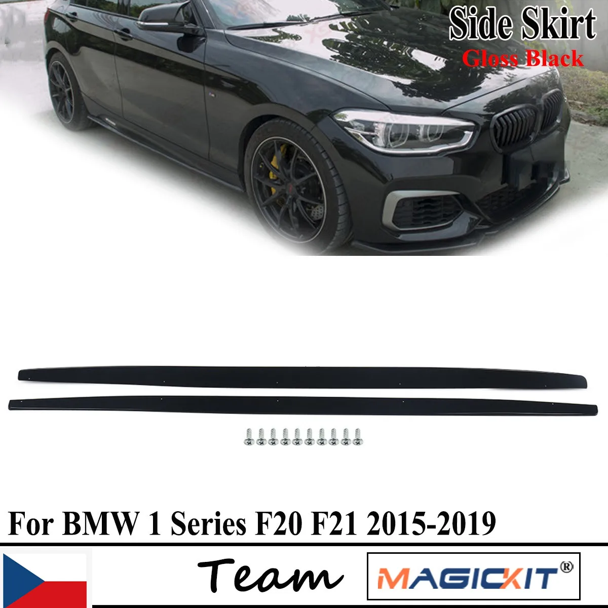 For BMW 1'2' Series E82 F20 F21 F22 F44 Side Skirts Extension Blades Gloss Black