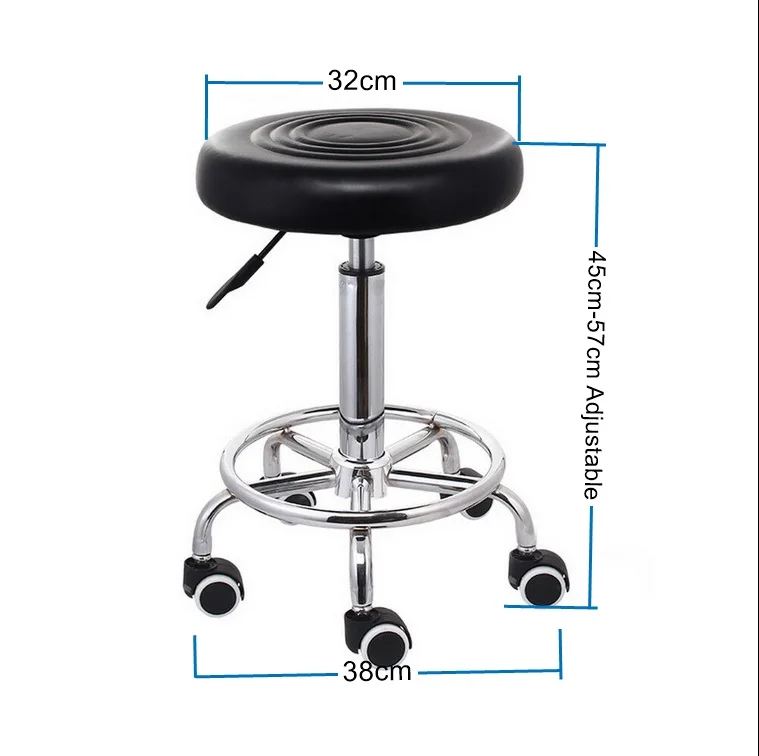 360° Rotatory Hairdressing Chair Bar Stool PU Leather Swivel Lift Adjustable Breakfast Chair for Beautician Manicure Nail Salon