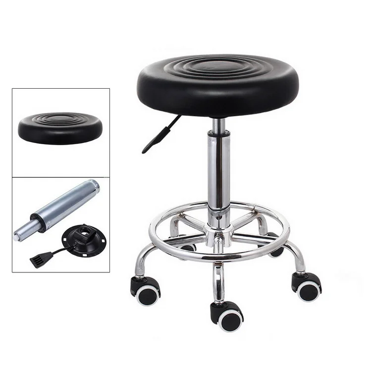 360° Rotatory Hairdressing Chair Bar Stool PU Leather Swivel Lift Adjustable Breakfast Chair for Beautician Manicure Nail Salon